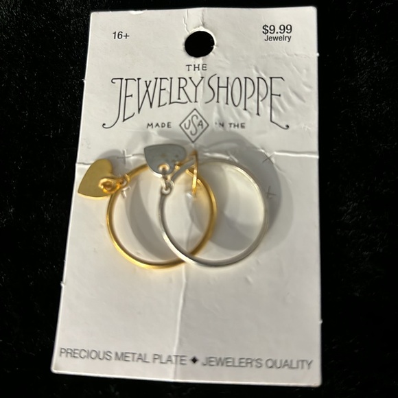 NWT The Jewelry Shoppe 2 Pieces 10K Gold/Silver Heart Drop Rings Size 7.5 Crafts - Picture 5 of 10